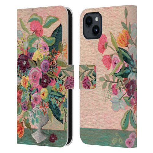 Suzanne Allard Floral Art Floral Centerpiece Leather Book Wallet Case Cover For Apple iPhone 15 Plus