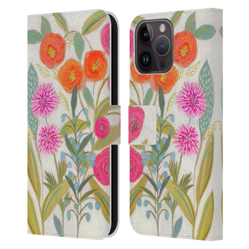 Suzanne Allard Floral Art Joyful Garden Plants Leather Book Wallet Case Cover For Apple iPhone 15 Pro Max