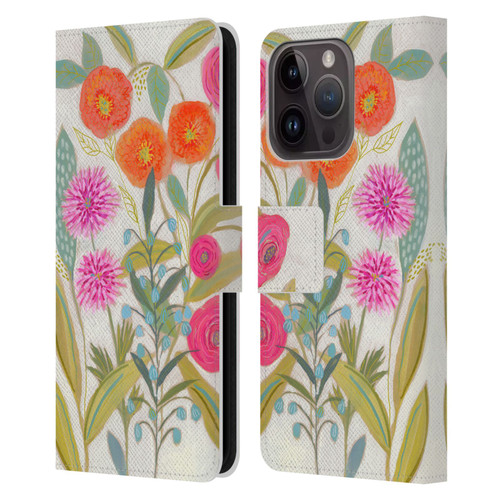 Suzanne Allard Floral Art Joyful Garden Plants Leather Book Wallet Case Cover For Apple iPhone 15 Pro
