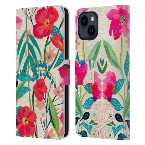 Suzanne Allard Floral Graphics Garden Party Leather Book Wallet Case Cover For Apple iPhone 15