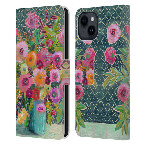 Suzanne Allard Floral Graphics Hope Springs Leather Book Wallet Case Cover For Apple iPhone 15