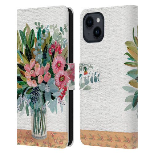 Suzanne Allard Floral Graphics Magnolia Surrender Leather Book Wallet Case Cover For Apple iPhone 15