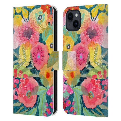 Suzanne Allard Floral Graphics Delightful Leather Book Wallet Case Cover For Apple iPhone 15 Plus