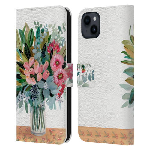 Suzanne Allard Floral Graphics Magnolia Surrender Leather Book Wallet Case Cover For Apple iPhone 15 Plus