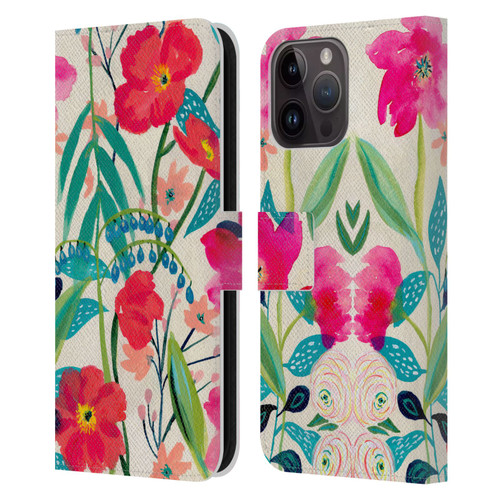 Suzanne Allard Floral Graphics Garden Party Leather Book Wallet Case Cover For Apple iPhone 15 Pro Max