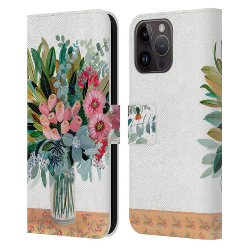 Suzanne Allard Floral Graphics Magnolia Surrender Leather Book Wallet Case Cover For Apple iPhone 15 Pro Max