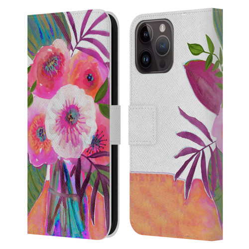 Suzanne Allard Floral Graphics Sunrise Bouquet Purples Leather Book Wallet Case Cover For Apple iPhone 15 Pro Max