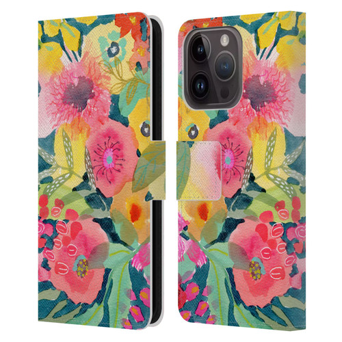 Suzanne Allard Floral Graphics Delightful Leather Book Wallet Case Cover For Apple iPhone 15 Pro