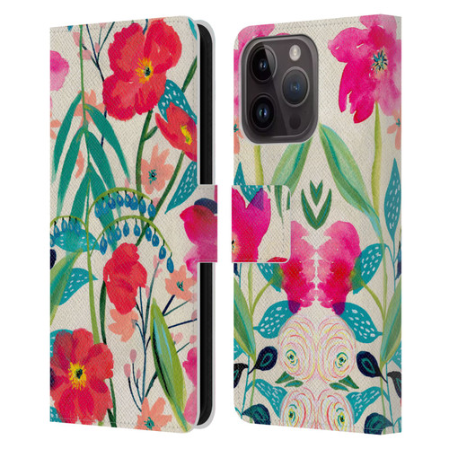 Suzanne Allard Floral Graphics Garden Party Leather Book Wallet Case Cover For Apple iPhone 15 Pro