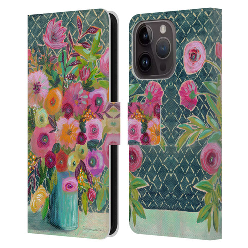 Suzanne Allard Floral Graphics Hope Springs Leather Book Wallet Case Cover For Apple iPhone 15 Pro