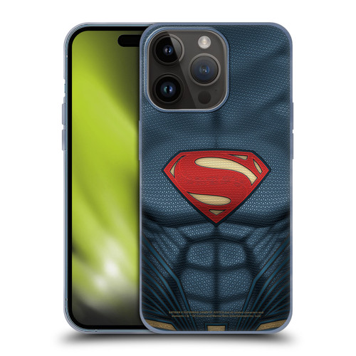 Batman V Superman: Dawn of Justice Graphics Superman Costume Soft Gel Case for Apple iPhone 15 Pro
