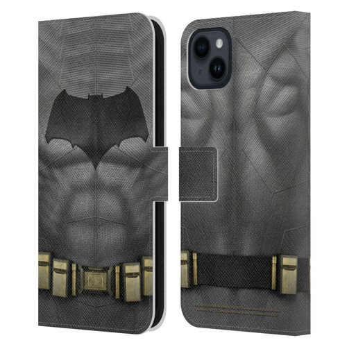 Batman V Superman: Dawn of Justice Graphics Batman Costume Leather Book Wallet Case Cover For Apple iPhone 15 Plus