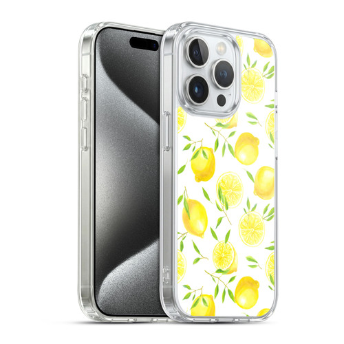 Katerina Kirilova Fruits & Foliage Patterns Lemons Soft Gel Case for Apple iPhone 15 Pro & MagSafe