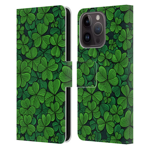 Katerina Kirilova Fruits & Foliage Patterns Clovers Leather Book Wallet Case Cover For Apple iPhone 15 Pro