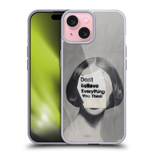 LouiJoverArt Black And White Think Soft Gel Case for Apple iPhone 15