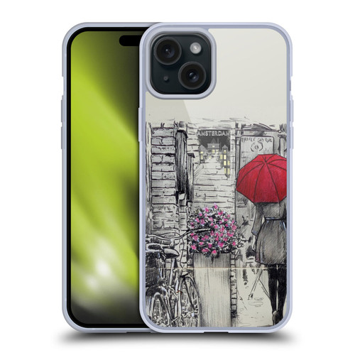 LouiJoverArt Red Ink Amsterdam Walk Soft Gel Case for Apple iPhone 15 Plus