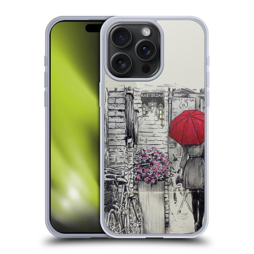 LouiJoverArt Red Ink Amsterdam Walk Soft Gel Case for Apple iPhone 15 Pro Max