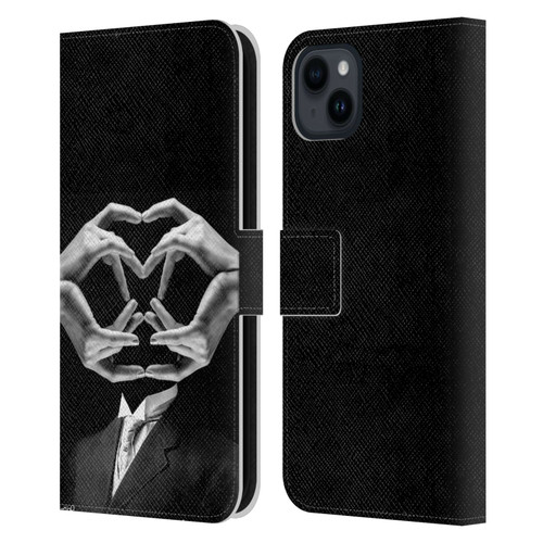 LouiJoverArt Black And White Mr Handy Man Leather Book Wallet Case Cover For Apple iPhone 15 Plus