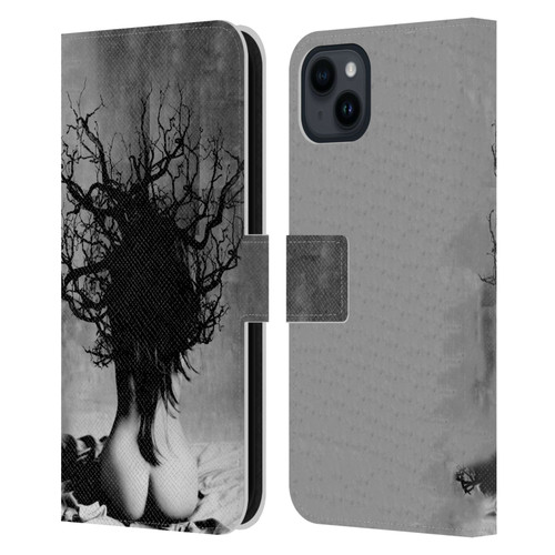 LouiJoverArt Black And White She Oak Leather Book Wallet Case Cover For Apple iPhone 15 Plus