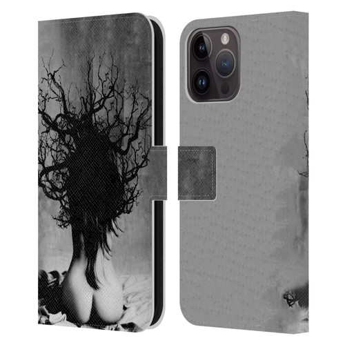 LouiJoverArt Black And White She Oak Leather Book Wallet Case Cover For Apple iPhone 15 Pro Max