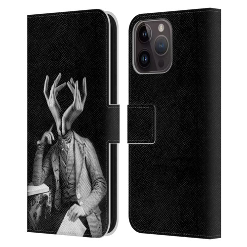 LouiJoverArt Black And White Sensitive Man Leather Book Wallet Case Cover For Apple iPhone 15 Pro Max