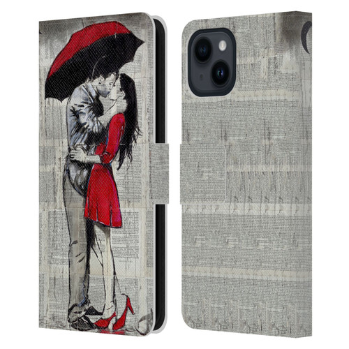 LouiJoverArt Red Ink A New Kiss 2 Leather Book Wallet Case Cover For Apple iPhone 15
