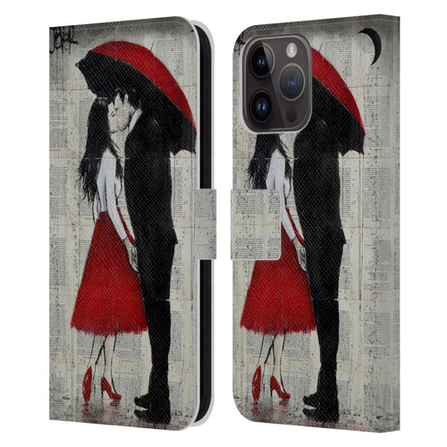 LouiJoverArt Red Ink A New Kiss Leather Book Wallet Case Cover For Apple iPhone 15 Pro Max