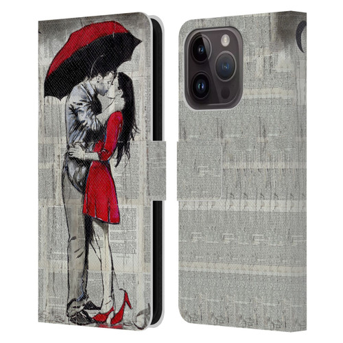 LouiJoverArt Red Ink A New Kiss 2 Leather Book Wallet Case Cover For Apple iPhone 15 Pro