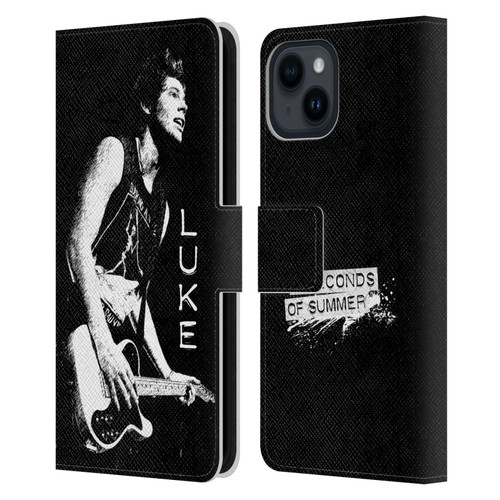 5 Seconds of Summer Solos BW Luke Leather Book Wallet Case Cover For Apple iPhone 15