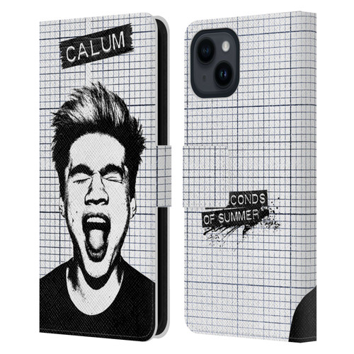 5 Seconds of Summer Solos Grained Calum Leather Book Wallet Case Cover For Apple iPhone 15
