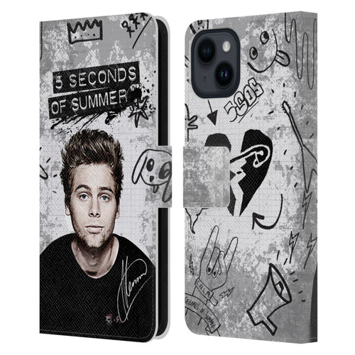 5 Seconds of Summer Solos Vandal Luke Leather Book Wallet Case Cover For Apple iPhone 15