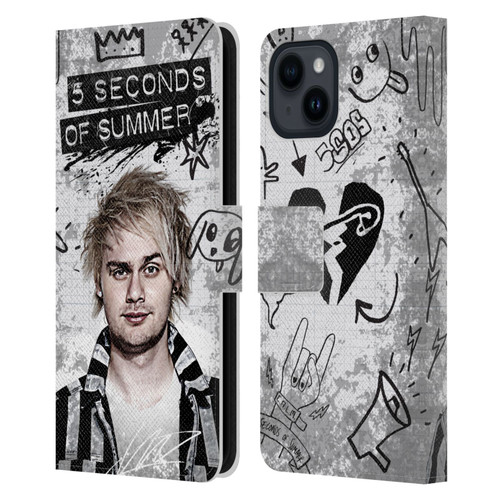 5 Seconds of Summer Solos Vandal Mikey Leather Book Wallet Case Cover For Apple iPhone 15