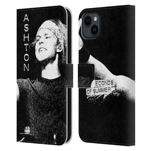 5 Seconds of Summer Solos BW Ashton Leather Book Wallet Case Cover For Apple iPhone 15 Plus