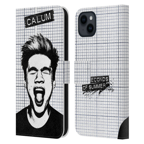 5 Seconds of Summer Solos Grained Calum Leather Book Wallet Case Cover For Apple iPhone 15 Plus