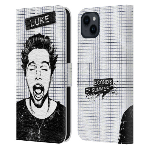 5 Seconds of Summer Solos Grained Luke Leather Book Wallet Case Cover For Apple iPhone 15 Plus