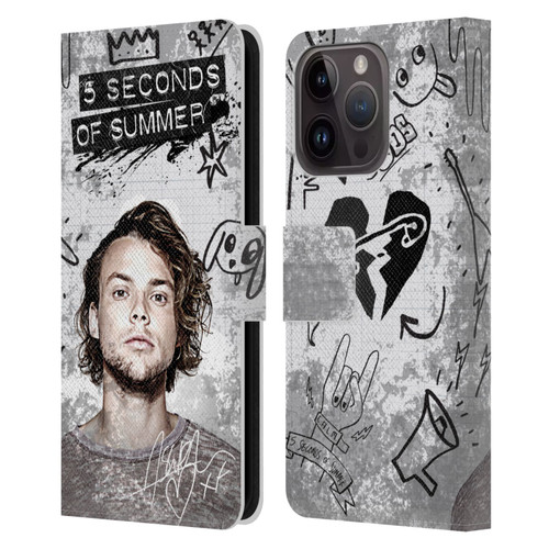 5 Seconds of Summer Solos Vandal Ashton Leather Book Wallet Case Cover For Apple iPhone 15 Pro