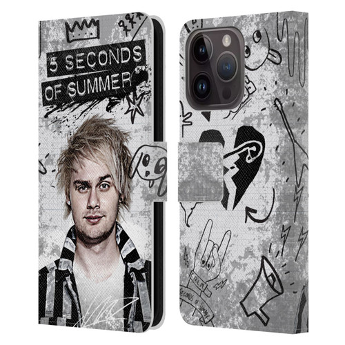5 Seconds of Summer Solos Vandal Mikey Leather Book Wallet Case Cover For Apple iPhone 15 Pro