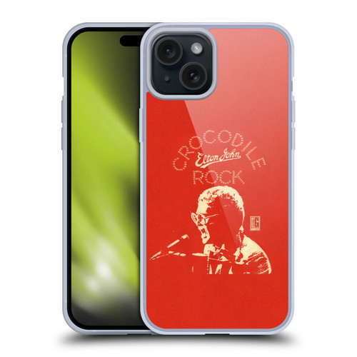 Elton John Artwork Crocodile Rock Single Soft Gel Case for Apple iPhone 15 Plus