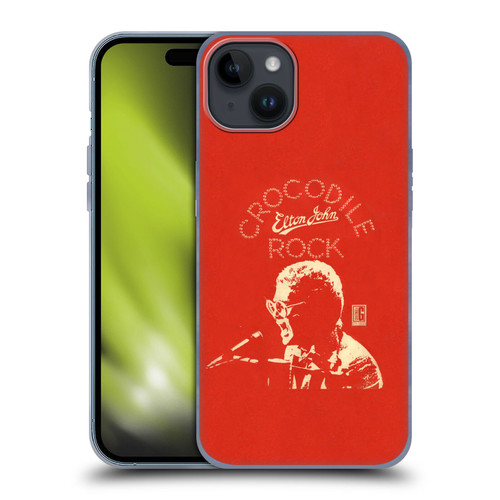 Elton John Artwork Crocodile Rock Single Soft Gel Case for Apple iPhone 15 Plus