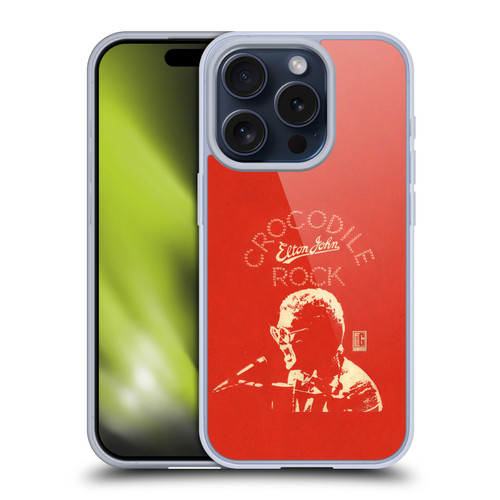 Elton John Artwork Crocodile Rock Single Soft Gel Case for Apple iPhone 15 Pro