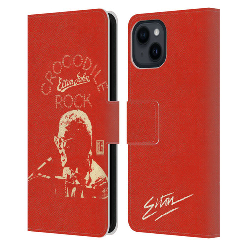 Elton John Artwork Crocodile Rock Single Leather Book Wallet Case Cover For Apple iPhone 15