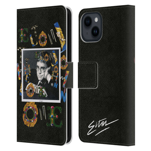 Elton John Artwork The One Single Leather Book Wallet Case Cover For Apple iPhone 15