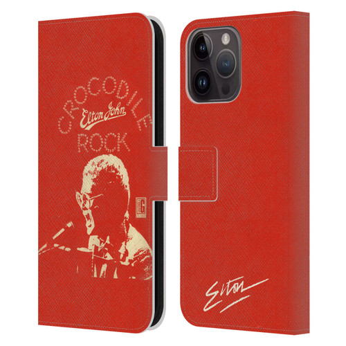 Elton John Artwork Crocodile Rock Single Leather Book Wallet Case Cover For Apple iPhone 15 Pro Max