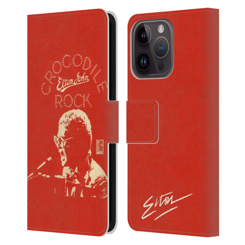 Elton John Artwork Crocodile Rock Single Leather Book Wallet Case Cover For Apple iPhone 15 Pro
