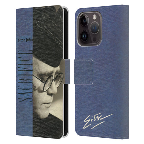 Elton John Artwork Sacrifice Single Leather Book Wallet Case Cover For Apple iPhone 15 Pro