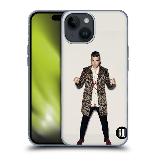 Robbie Williams Calendar Animal Print Coat Soft Gel Case for Apple iPhone 15