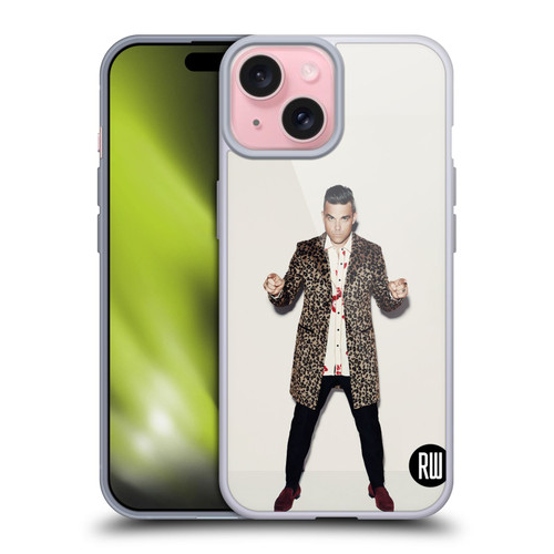 Robbie Williams Calendar Animal Print Coat Soft Gel Case for Apple iPhone 15