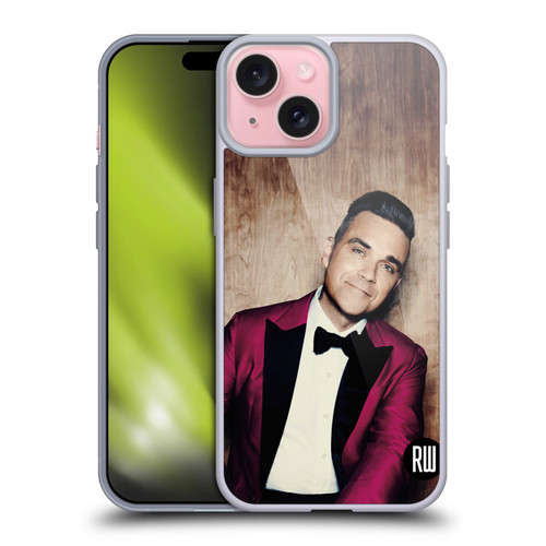 Robbie Williams Calendar Magenta Tux Soft Gel Case for Apple iPhone 15