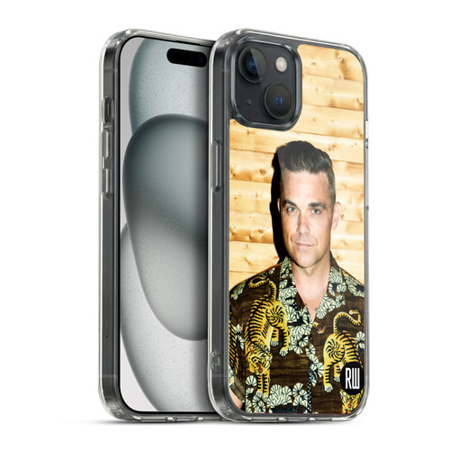 Robbie Williams Calendar Tiger Print Shirt Soft Gel Case for Apple iPhone 15 Plus & MagSafe