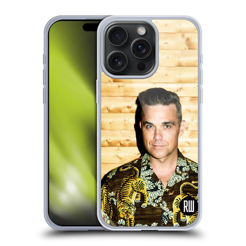 Robbie Williams Calendar Tiger Print Shirt Soft Gel Case for Apple iPhone 15 Pro Max